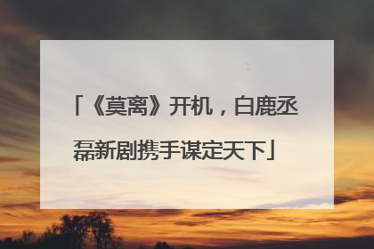 《莫离》开机，白鹿丞磊新剧携手谋定天下