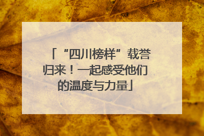 “四川榜样”载誉归来！一起感受他们的温度与力量