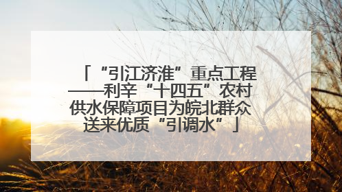 “引江济淮”重点工程——利辛“十四五”农村供水保障项目为皖北群众送来优质“引调水”