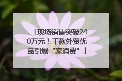 现场销售突破240万元！千款外贸优品引爆“家消费”