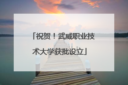 祝贺！武威职业技术大学获批设立