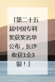 第二十五届中国专利奖获奖名单公布，长沙收获1金3银！