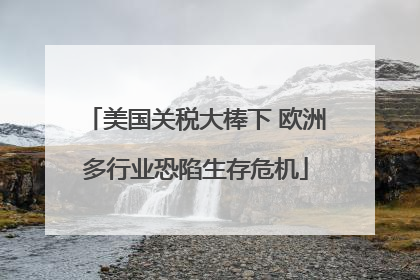 美国关税大棒下 欧洲多行业恐陷生存危机