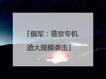 俄军：普京专机遭大规模袭击