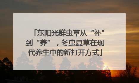 东阳光鲜虫草从“补”到“养”，冬虫夏草在现代养生中的新打开方式