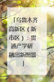 乌鲁木齐高新区（新市区）：贯通产学研 融出新图景