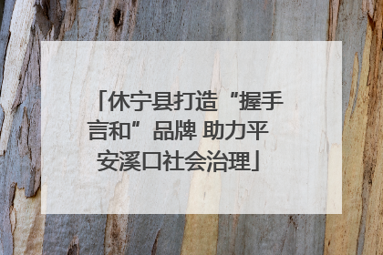 休宁县打造“握手言和”品牌 助力平安溪口社会治理
