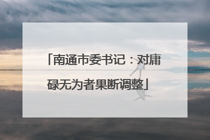 南通市委书记：对庸碌无为者果断调整