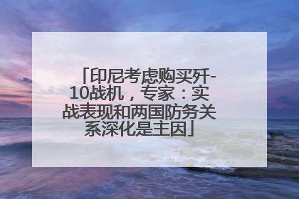 印尼考虑购买歼-10战机，专家：实战表现和两国防务关系深化是主因