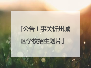 公告！事关忻州城区学校招生划片