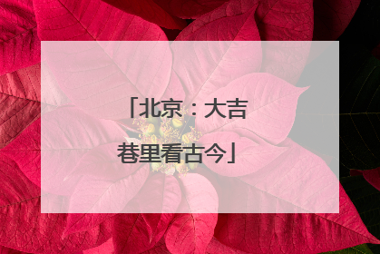北京：大吉巷里看古今