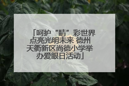 呵护“睛”彩世界点亮光明未来 德州天衢新区尚德小学举办爱眼日活动