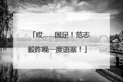 哎……国足！范志毅昨晚一度语塞！