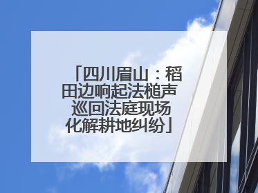 四川眉山：稻田边响起法槌声 巡回法庭现场化解耕地纠纷