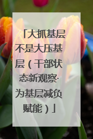 大抓基层不是大压基层（干部状态新观察·为基层减负赋能）