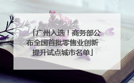 广州入选！商务部公布全国首批零售业创新提升试点城市名单