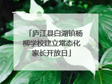 庐江县白湖镇杨柳学校建立常态化家长开放日