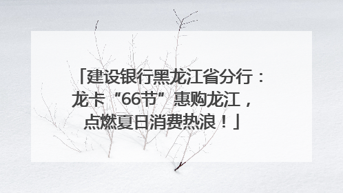 建设银行黑龙江省分行：龙卡“66节”惠购龙江，点燃夏日消费热浪！