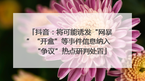 抖音：将可能诱发“网暴”“开盒”等事件信息纳入“争议”热点研判处置