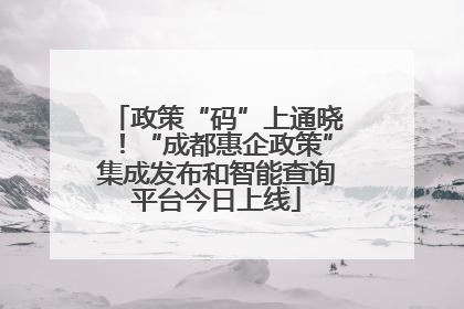 政策“码”上通晓！“成都惠企政策”集成发布和智能查询平台今日上线