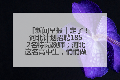 新闻早报丨定了！河北计划招聘1852名特岗教师；河北这名高中生，悄悄做了件超酷的事>>