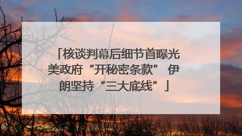 核谈判幕后细节首曝光 美政府“开秘密条款” 伊朗坚持“三大底线”