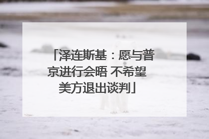 泽连斯基：愿与普京进行会晤 不希望美方退出谈判