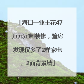 海口一业主花47万元定制装修，验房发现仅多了2样家电、2面背景墙