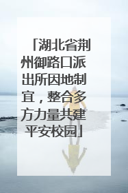 湖北省荆州御路口派出所因地制宜，整合多方力量共建平安校园