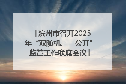 滨州市召开2025年“双随机、一公开” 监管工作联席会议