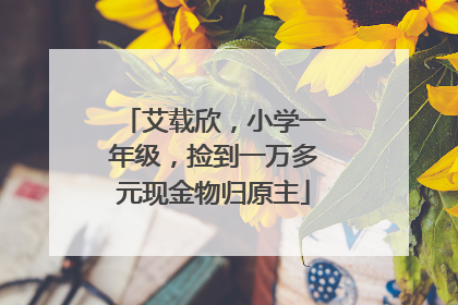 艾载欣，小学一年级，捡到一万多元现金物归原主