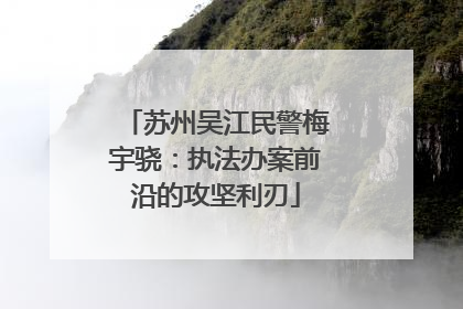 苏州吴江民警梅宇骁：执法办案前沿的攻坚利刃