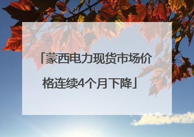 蒙西电力现货市场价格连续4个月下降
