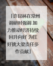 许昆林在常州调研时强调 加力推动经济持续回升向好 为扛好挑大梁责任多作贡献