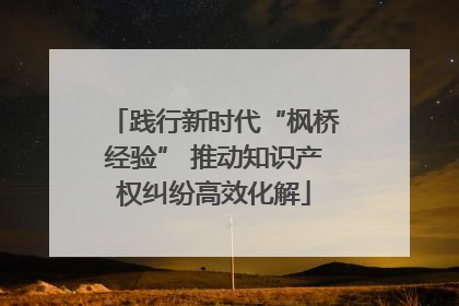 践行新时代“枫桥经验” 推动知识产权纠纷高效化解