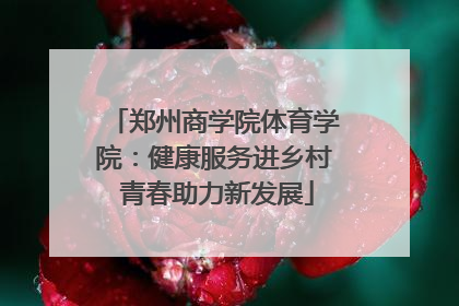 郑州商学院体育学院：健康服务进乡村 青春助力新发展