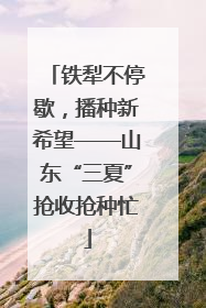 铁犁不停歇，播种新希望——山东“三夏”抢收抢种忙