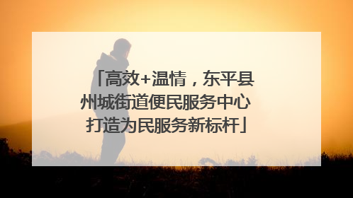 高效+温情，东平县州城街道便民服务中心打造为民服务新标杆