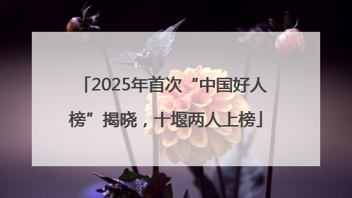 2025年首次“中国好人榜”揭晓，十堰两人上榜